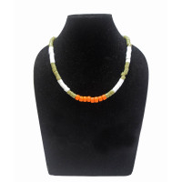 Green White and Orange beaded Necklace - Ethnic Inspiration